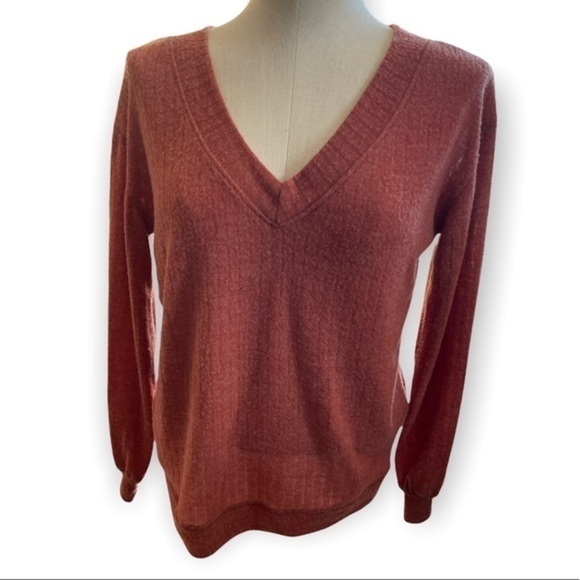 Nordstrom PST by Project Social T V- Neck Knit Sweater Heather Chilli Women's XS - Picture 6 of 9